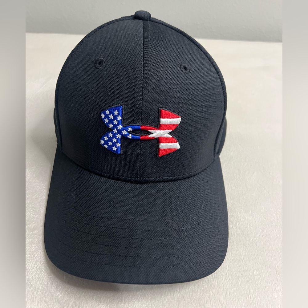 Men Freedom Blitzing Black Hat M/L Under Armour USA Patriot Baseball Flag Cap